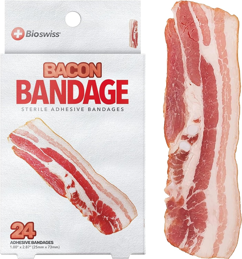 BioSwiss Kids Bandáže, Bacon tvarovaný Self Adhezive Bandage Set, Latex Free, Sterile Wound Care, 24 Count