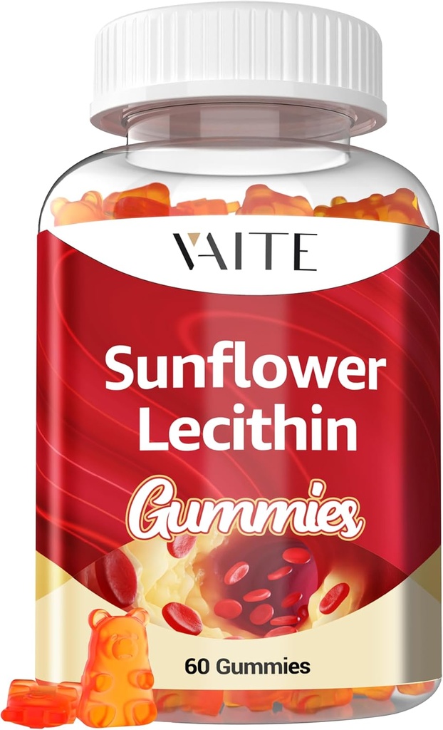 Slnečnica Lecithin Gummies 800mg - Vegan, Non-GMO, Soy-Free & Gluten-Free - Podpora Denná výživa, Easy-to-Digest Žuvačky pre dospelých, Laktačné doplnky, Prírodná Wellness podpora - 60 Vegan Gummy