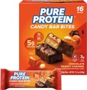 Čistý proteín Candy Bar Bites, Čokoláda Arašidový karamel, 5g Proteín, Gluten Free, Nízky cukor, 0,70 oz, 16 Balenie (Backaging May Vary)