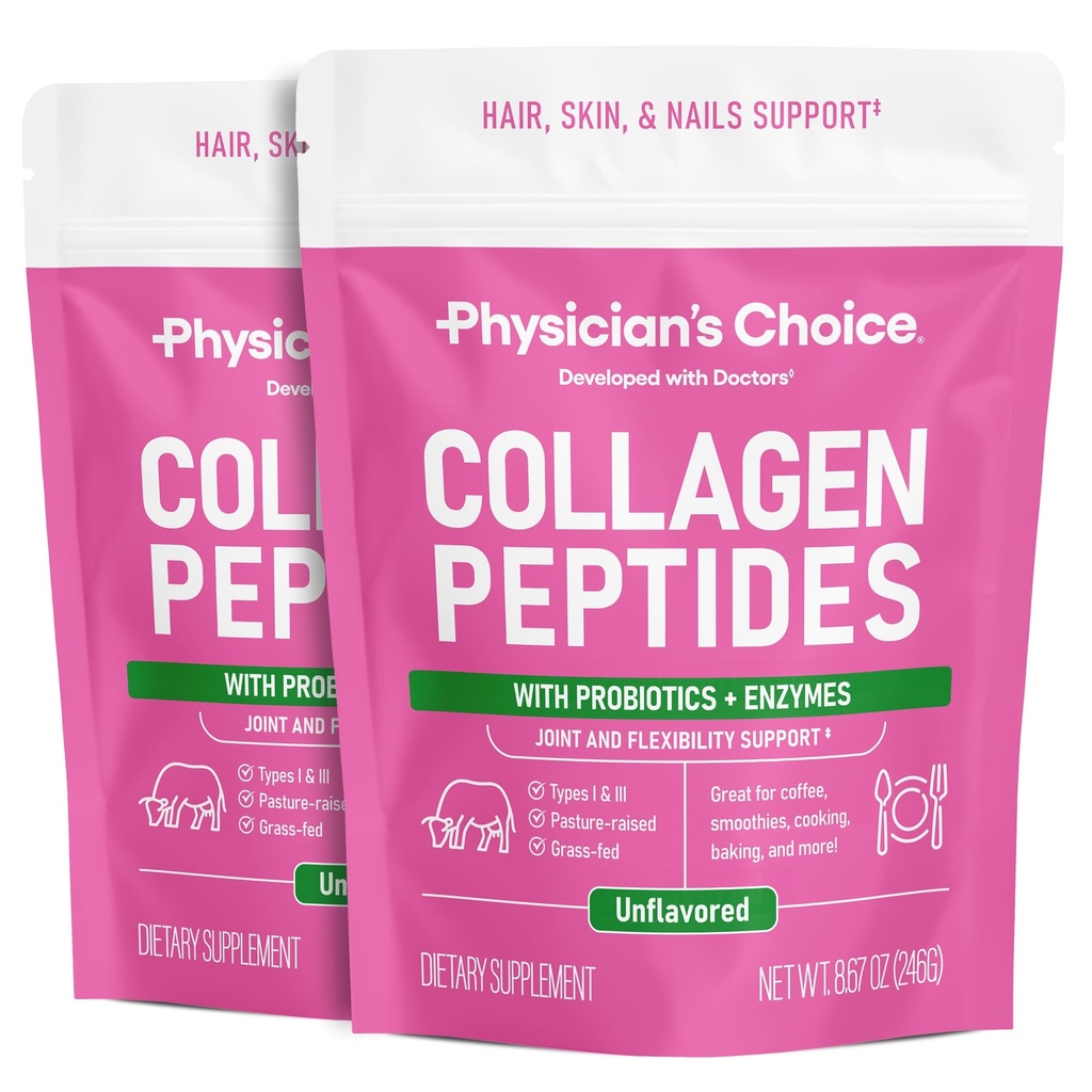 Kolagén Peptidy Powder - Hydrolyzovaný proteín (typ I & III) - Digestívne enzýmy - Keto kolagén Prášok pre ženy a mužov - vlasy, koža, kĺby a pomoc pri zotavení - Tráva Fed, non-GMO - Dvojbalenie