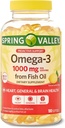Jarné údolie Omega-3 1000 mg z rybieho oleja, srdca, zdravia mozgu, citrónu 180 Softgels