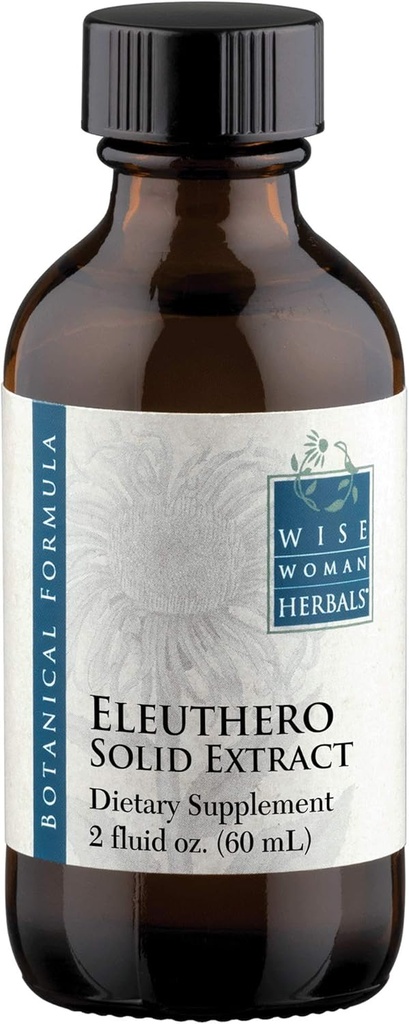 Múdre ženské byliny Eleuthero Root Solid Extract 4:1, Alkohol-Bez alkoholu, Adrenal & Stres Support, Energy, Stamina, Mental Endurance, Supports Balanced Mood & Imunity, 2 Fl Oz