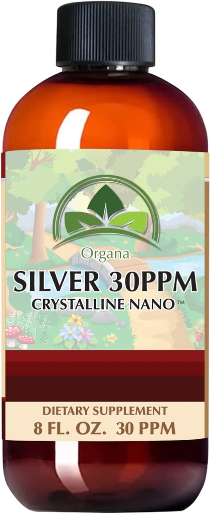 Organa Crystalline Nano Koloidné striebro - Ultra Pure Silver Liquid for Immune Suplement Solution - Plata Coloidal - 8 Ounces - 30 PPM