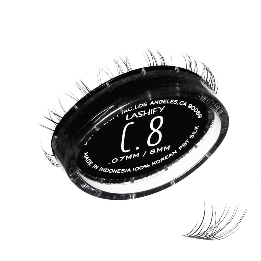 Lashify Curl 8mm Gossamer predĺženie rias Refill, čierna, DIY False Lashes pre prirodzený vzhľad