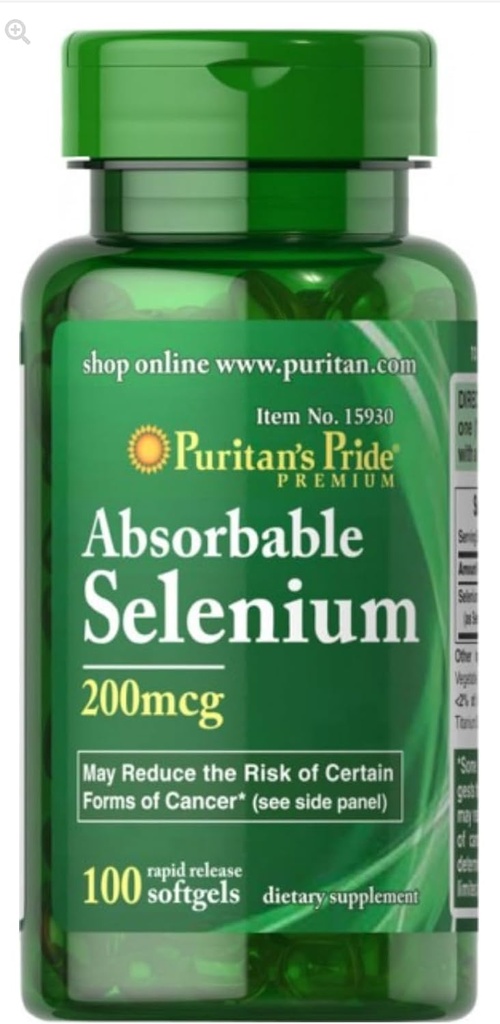 Puritáni Pride Selénium 200 mcg Tablety, 100 Počet