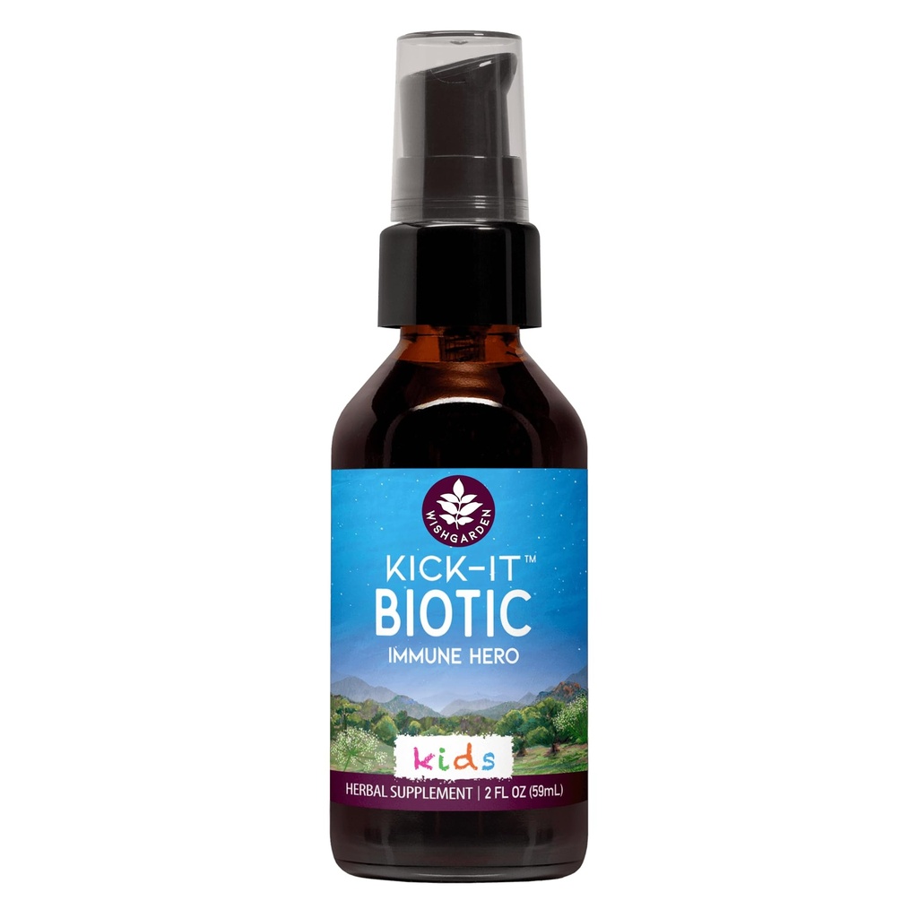 Záhradné byliny Kick-It Biotic Immune Hero pre deti - Rastlinné bylinné biotické Formula s Unea Lichen & Echinacea, podporuje zdravý imunitný a respiračný systém funkcie, Immune Booster, 2oz