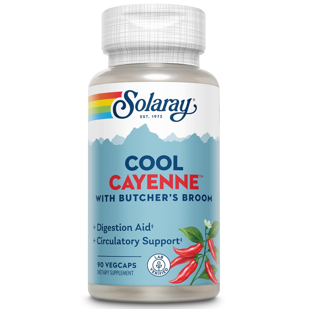SOLARAY Cool Cayenne Pepper 40.000 HU s Butchers Broom pre zdravé circulation Support