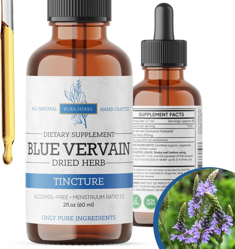 Modrý železník Herb Organic, modrý železník Tincture, bez alkoholu, Vegan - 2 Fl Oz