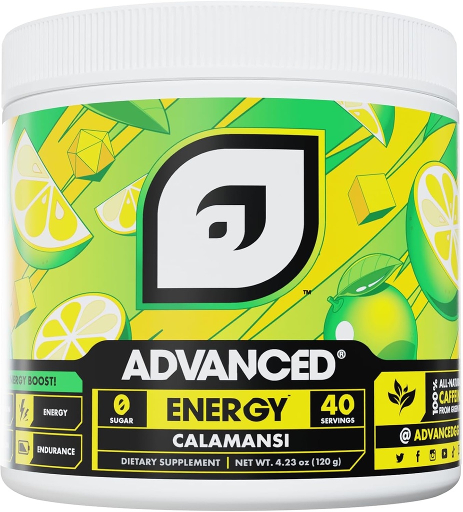 Advanced Energy - Energy Boosting Formule with Electrolytes for Hydration - L-Theanine to Combat Jitters - Sugar Free & Keto Friendly - No Maltodextrin (40 Servings) (Calamansi)