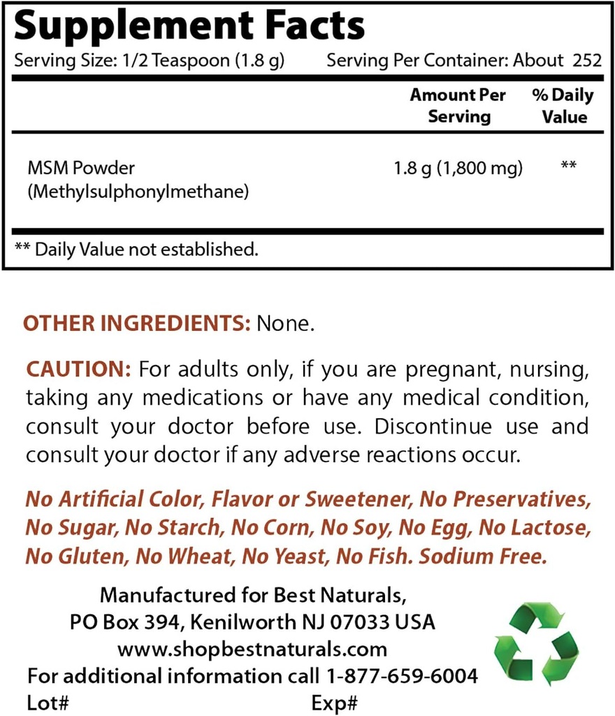 Najlepšie prírodné MSM Powder & B-100 Complex