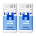 Habit stres úľava doplnok 2 balenie (120 kapsule) - Nový vzhľad, podporuje relaxáciu a vyváženie nálady, vitamín B, adaptogény, citrónový balzam, upokojujúce, Vegan, non-GMO