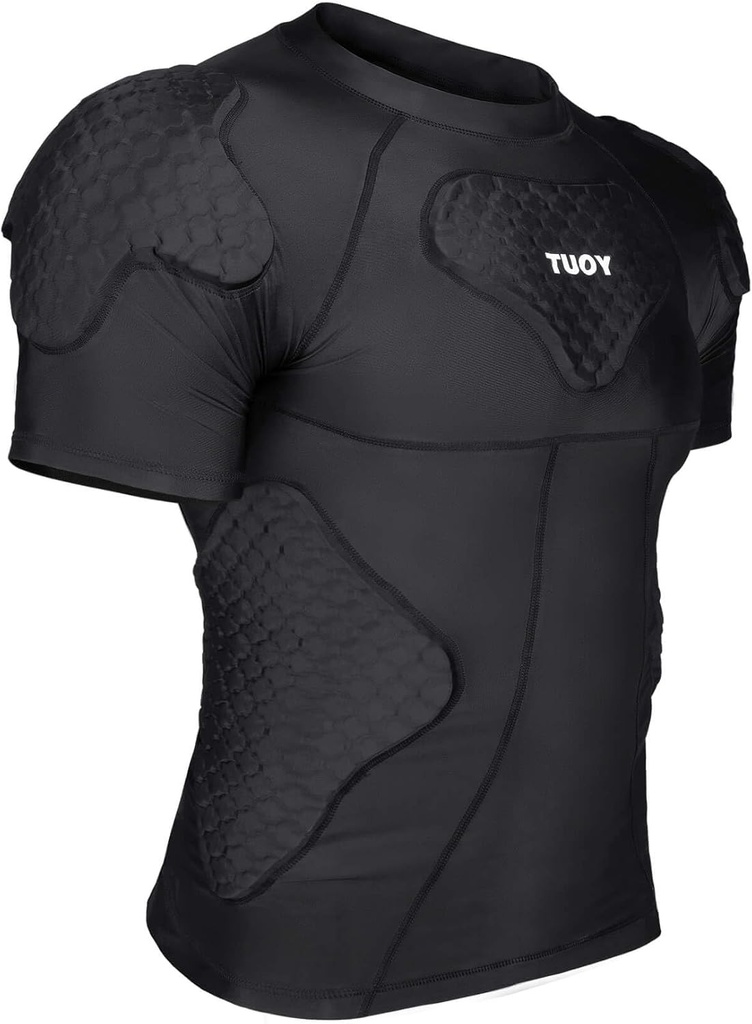 TUOY Pánske čalúnené kompresné tričko Ochranné tričko Rib Chest Protector for Football Paintball Baseball