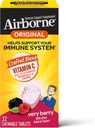 Airborne 1000mg vitamín C žuvacie tablety so zinkom, Imunitná podpora doplnok s výkonnými antioxidanty Vitamíny A C & E - 32 Žuvacie tablety, veľmi Berry chuť