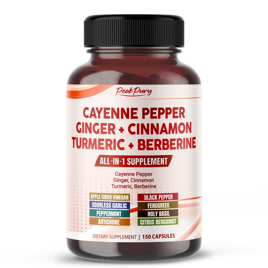 Cayenne Pepper Ginger Turmerica Berberine - Digestion, Gut Heath Support - Made in USA