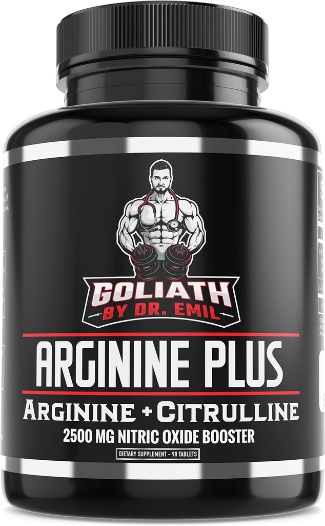 Dr. Emil's ARGININE Plus - L Arginín + L Citrulín - 2500 MG High Dose NO Booster Tablety - Dodatok k oxidu dusnatého pre cievy a zdravie srdca (Arginín AAKG a Citrulínmalát 2:1)
