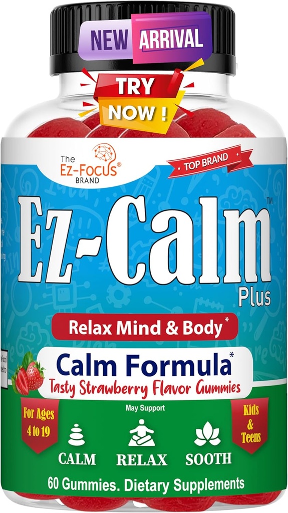 Pokojné Ashwagandha Gummy pre dospievajúcich- Pokojné spánkové Gummy - Prírodné zameranie Gumies s Ashwagandha Root Extract - Ashwagandha Supplement for Sleep Stress Balance - 60 Vegan Sugar Free Chews