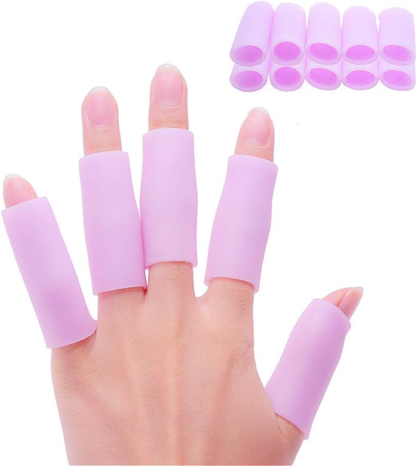Povihome 10 balenie Finger Sleeve Protector Silikónová palička Protector pre Artritída Basketbal Mallet Finger Trigger Finger Corn Blister