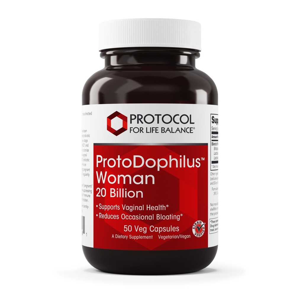 PROTOKOL PRE ŽIVOTNÉ BILANCIE Proto Dophilus Woman - 20 miliárd - Probiotiká pre zdravie Gut - Podpora Vaginálna úľava na zdraví a vdýchnutí - Vegan & Kosher - 50 Veg Kapsule