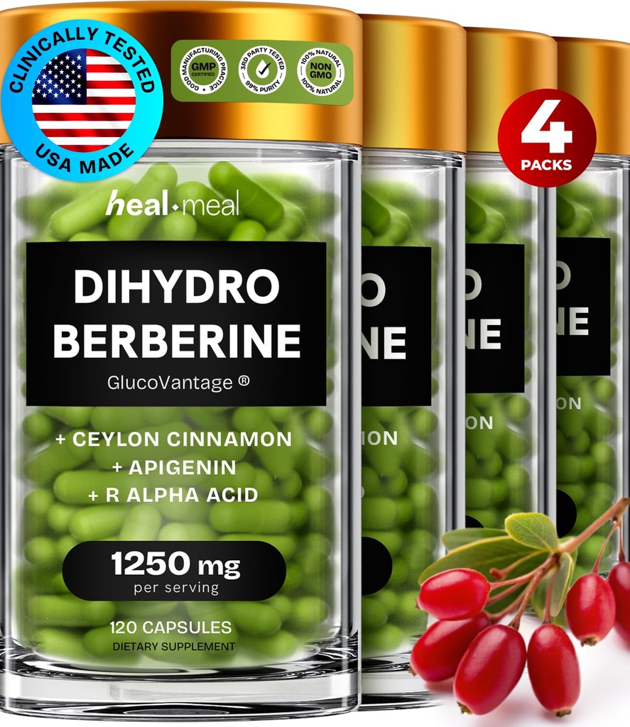 Supplement Dihydroberberberberberberine - Dehydro Berberine Supplement - Super Berberine Supplement with Ceylon škorica & R Alpha Lipoic Acid & Apigenin - Hydroberberine 480 caps (4 balenia)