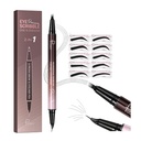 2-in-1 Zakrivené pero na obočie a očné linky s 10Ks stencils pre obočie, Microblading obočie Ceruzka so 4 vidlicovými hrotmi a zakriveným presným hrotom, vodotesné a dlhotrvácne očné perá pre ženy, mäkké čierne