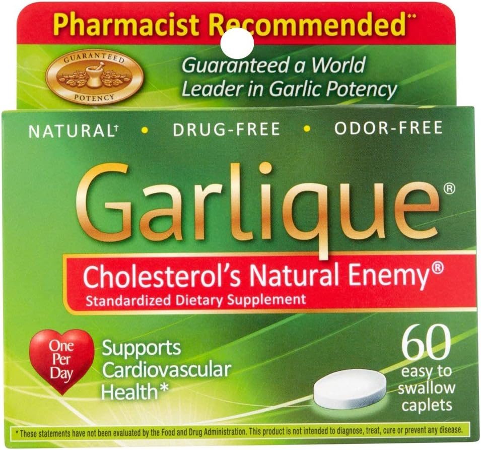 Garlique Healthy Cholesterol Formula s 5000 μg Allicin, 60 Enteric Coated Caplets (Pack of 3)