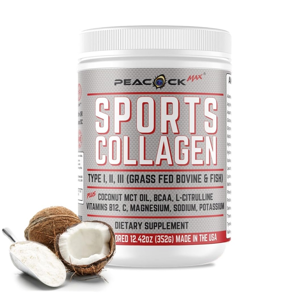 Sport Collagen Electrolytes Powder, 12.42 oz - Grass Fed Bovine & Wild Fish Hydrolyzed Type I, II, III Multi Collagen Peptidy pre Electrolyte Drinks, Nearomatizovaný proteínový prášok s BCAA, horčík