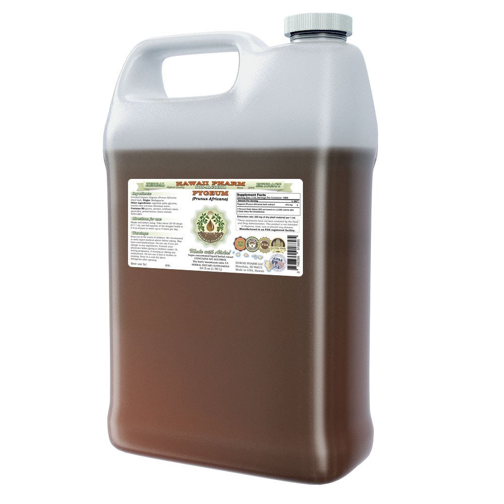 African Cherry Pygeum Liquid Extract bez obsahu alkoholu, African Cherry Pygeum (Prunus Africana) Bark Glycerite Natural Herbal Supplement, Hawaii Pharm, USA 64 oz