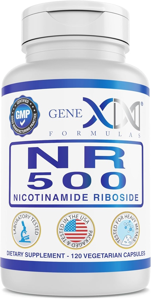 Genex Formulates NR Nikotínamid Riboside 500 mg/Serving (120 kapsúl) NAD+ Prekurzor pre zdravé starnutie - GMP-Certifikovaný, bez GMO, bezlepkový, vegetariánsky (1 balenie)