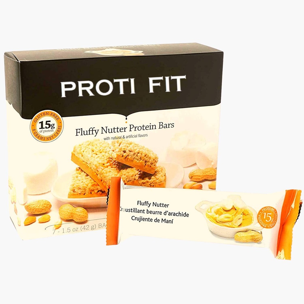 Proti Fit - Fluffy Nutter Low-Carb Protein Bars, Low-Calorie Snacks pre chudnutie a zdravé jedlá (Fluffy Nutter, 1 balenie)