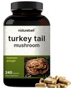 NatureBell Turkey chvost Mushrom Capsulas 15,000mg Per Serving, 240 Gróf 25:1 Ovocné telo & Mycélium Extract 