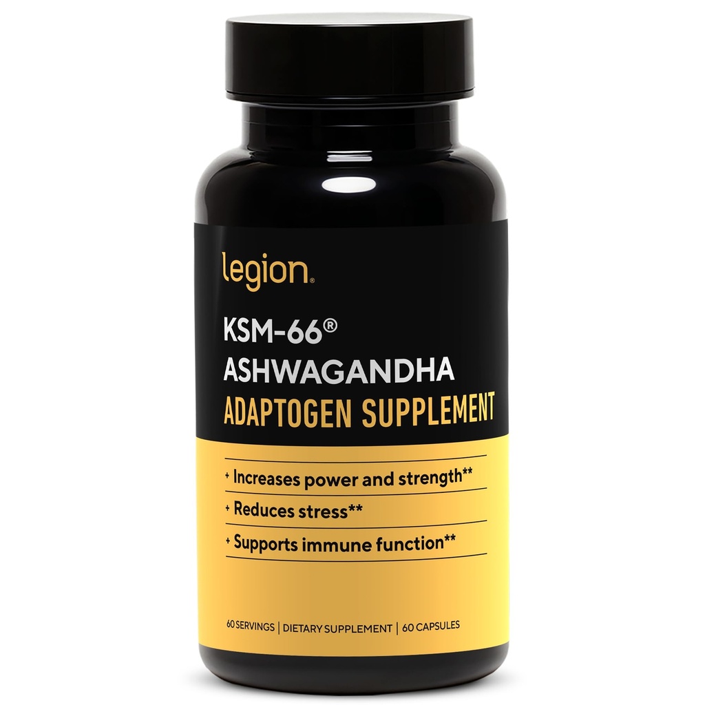 LEGION KSM-66® Ashwagandha Root Extract - Ashwagandha Root Powder Supplement to Improve Your Mood, Sleep & Atletic Performance - Extra Strength Ashwagandha Root Extract (60 Servings)