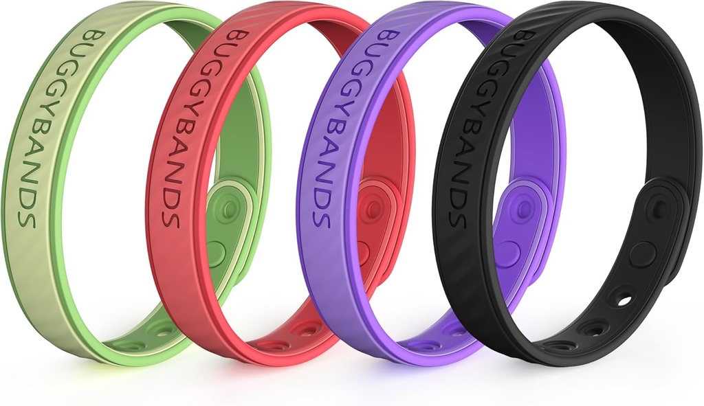 Mosquito Repelent Bracelets, 4 balenia Silikónové Mosquito Repelentné pásma s DEET zadarmo, Prírodné a vodeodolné Bug Wristbans pre deti a dospelých, Outdoor Traveling Protection (čierna a červená a zelená)