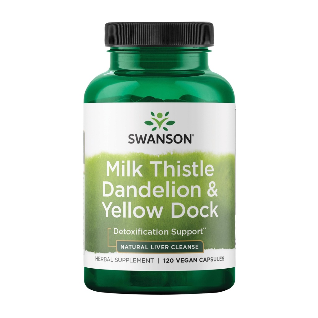 Swanson Milk Thitle, Púpava a žltá Dock - Bylinné pečeň podpora doplnok - Prírodné doplnok pomáha udržať celkové zdravie a pohodu - (120 Kapsule) (1 balenie)