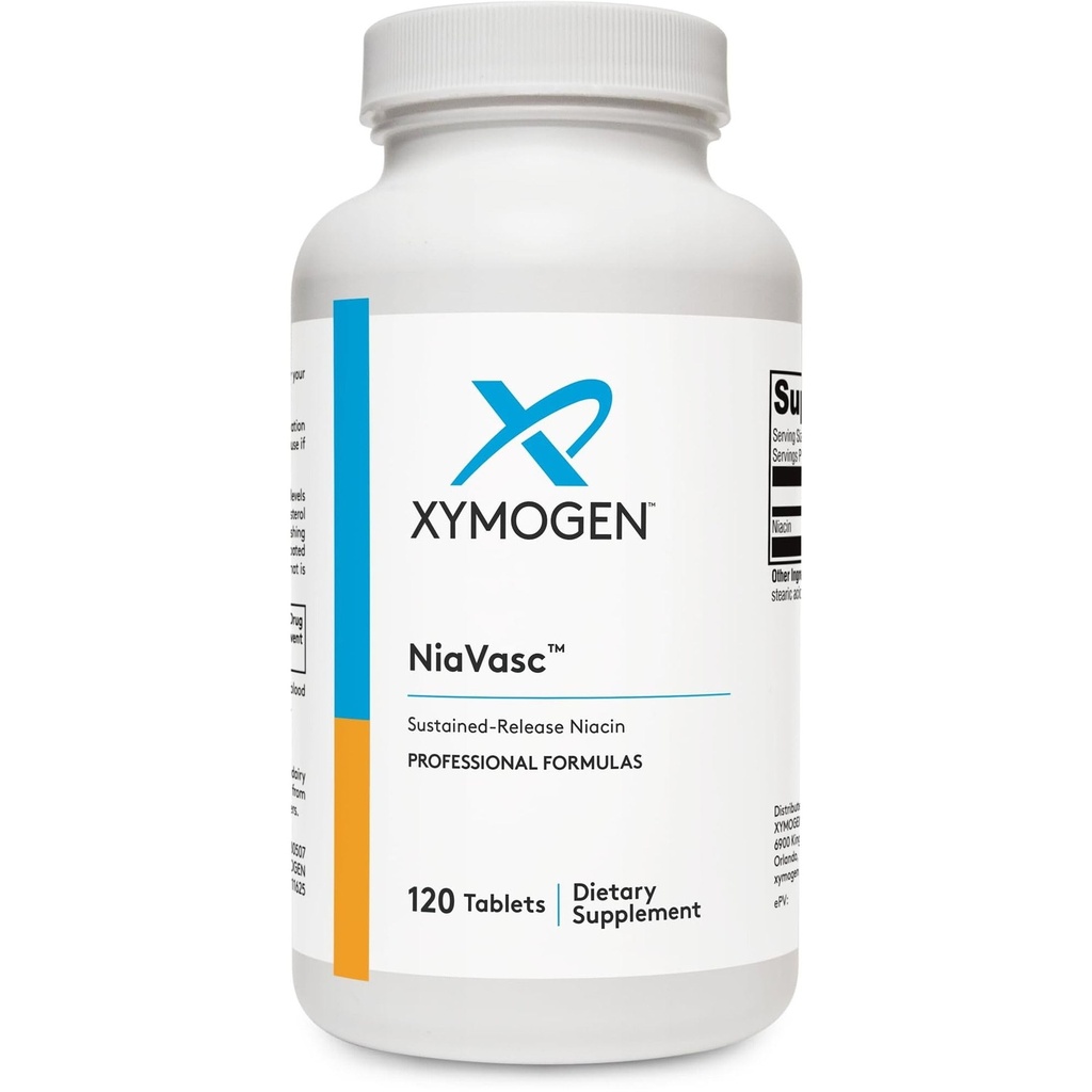 XYMOGEN NiaVasc Niacin 500mg - Trvalá-Release Niacin pre menej Flushing efekt - podporuje udržanie zdravého krvného lipidov (120 Time-Release tablety)