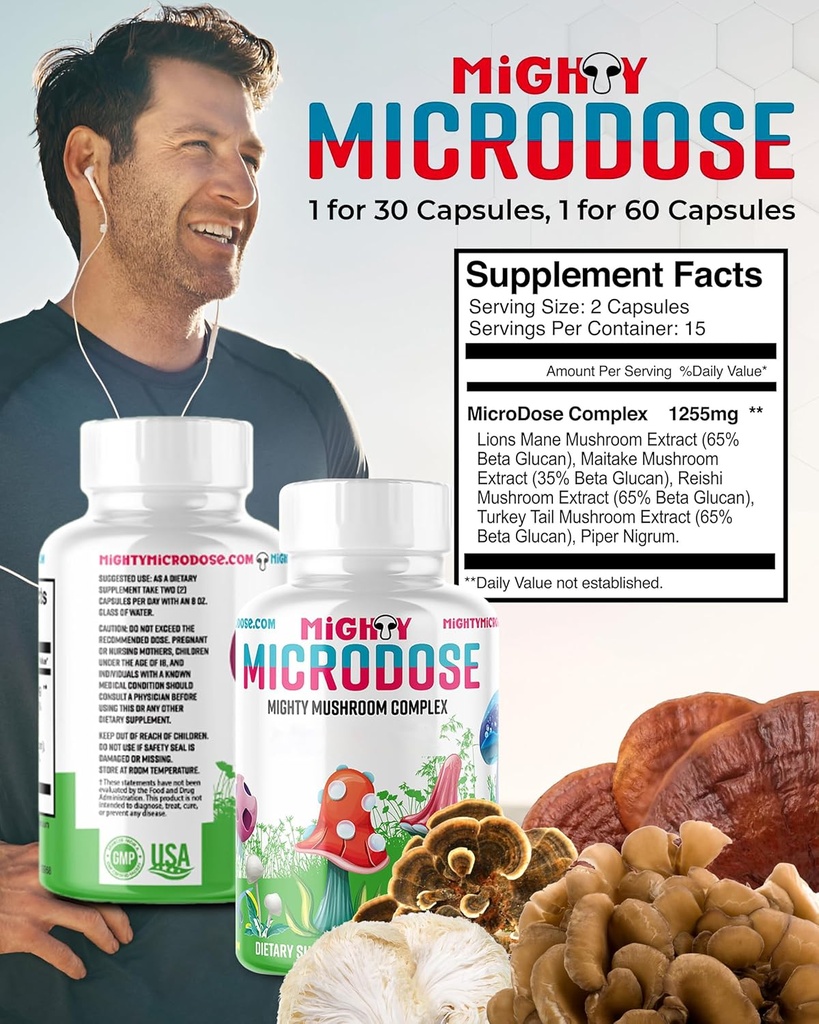 5-Musherom Nootropic Blend - 60 Kapsule, Turecko chvost, Reishi, Maitake Mushrom Extract s vysokým Beta Glucan, & Lion Mane Supplement Kapsule, Funkčné Huby Bylinné doplnky
