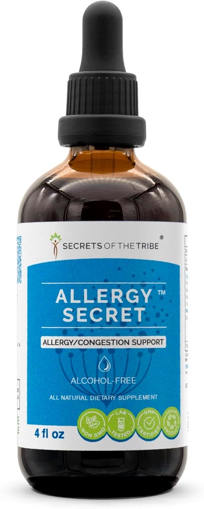 Alergia tajné alkohol-voľný extrakt, Tinktúra, Glycerit rozmarín, Mullein Leaf, Marshmallow, Stinging Nettle, Eyebright. Podpora alergie/preťaženia (4 FL OZ)