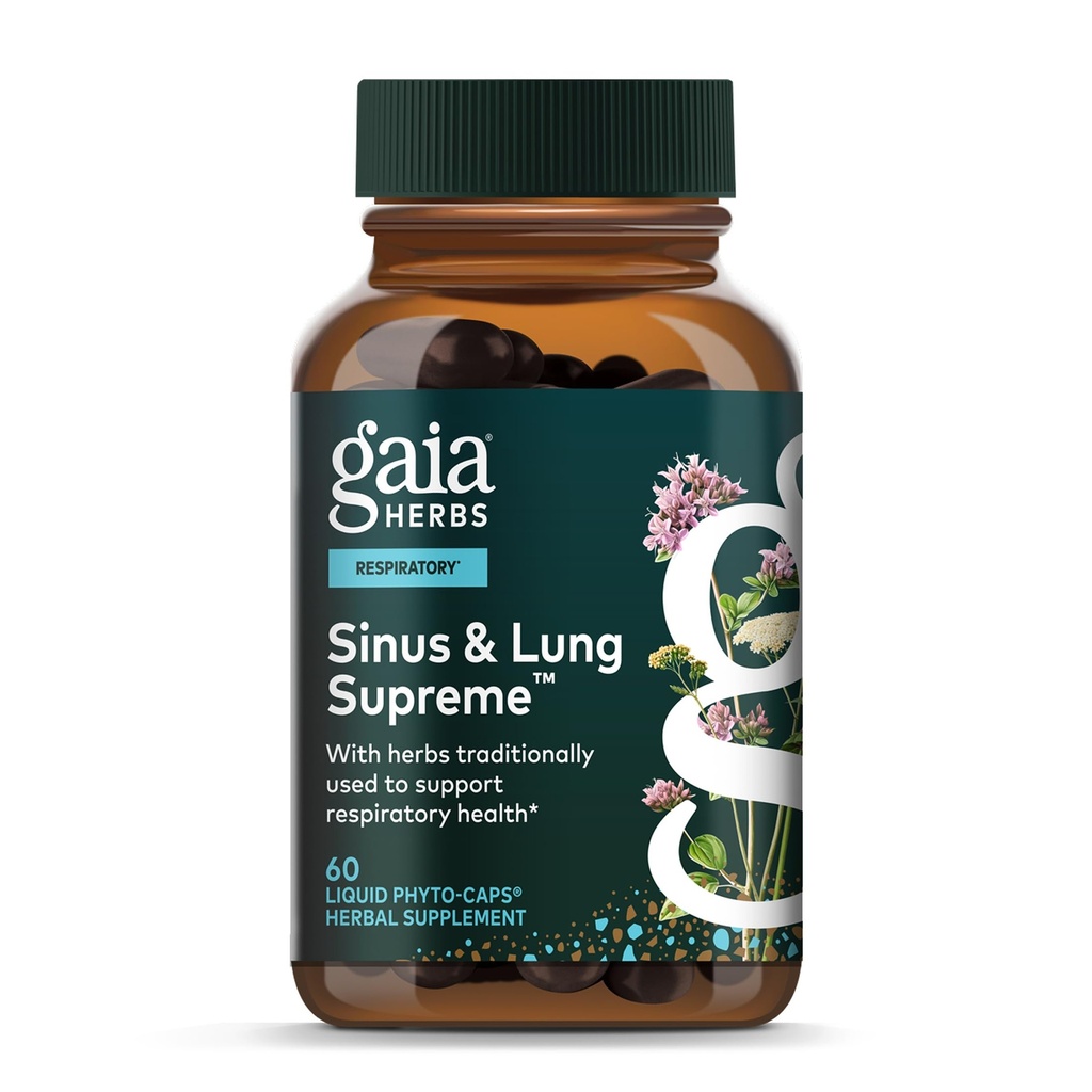 Gaia byliny Sinus & Lung Supreme - Lung Support Supplement for Respiratory Health - Sinus Support - Vegan, Gluten-free & Dairy Free - Plant-Based Formula - 60 Kapsule