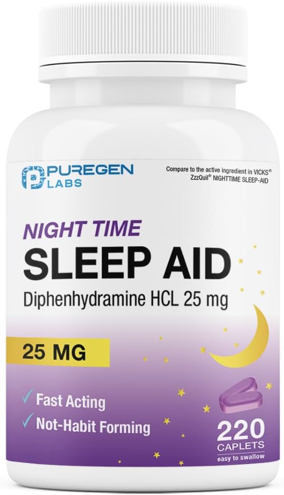 Puregen Labs Sleep Aid Caplets, Difenhydramine HCl 25mg - 220 Gróf 