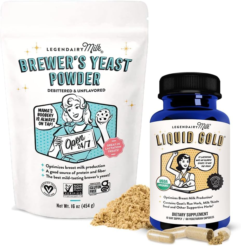 Legendairy Milk Liquid Gold + Pivovar je kvasinka, Dojčenie Doplnky pre mlieko Supplements for Milk Supply - Laktácia podpora pre produkciu materského mlieka - slanina-free, non-GMO,