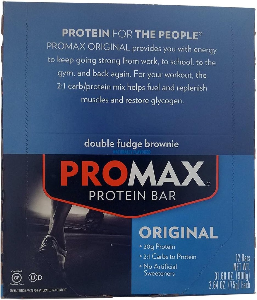 Promax Protein Bar Double Fudge Brownie - 12 - 2,64 oz (75 g) tyčinky [31,68 oz (900 g) ]
