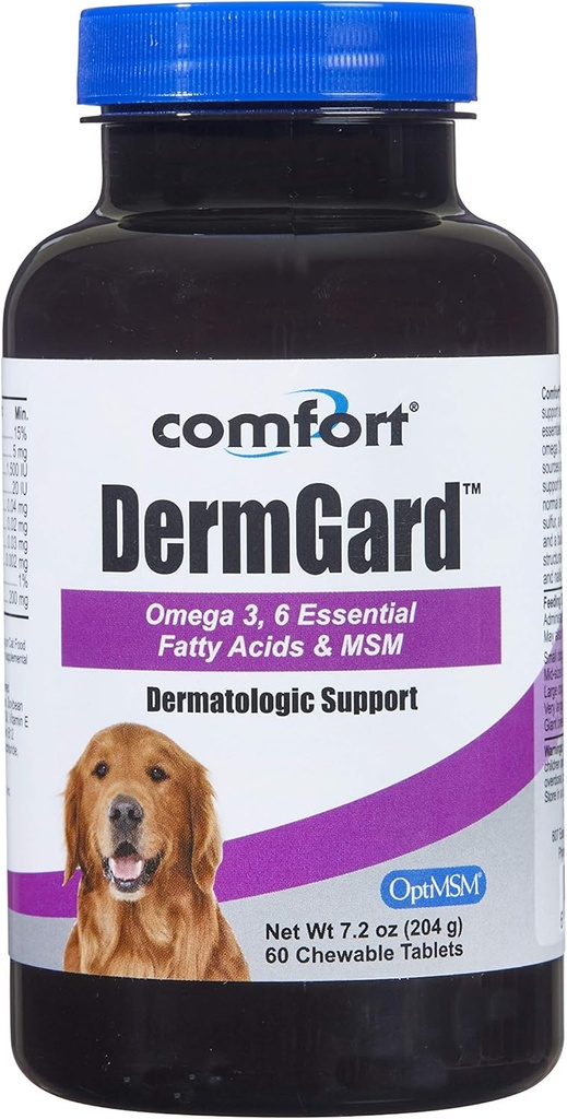 Kala Health Comfort DermGard Skin and Coat Supplement for Psy, 60 gróf, podporuje zdravú pokožku, lesklé a znížiť nadmernú Shedding, obsahuje MSM, Rybí olej a Omega 3, 6 a 9 Esenciálne mastné kyseliny