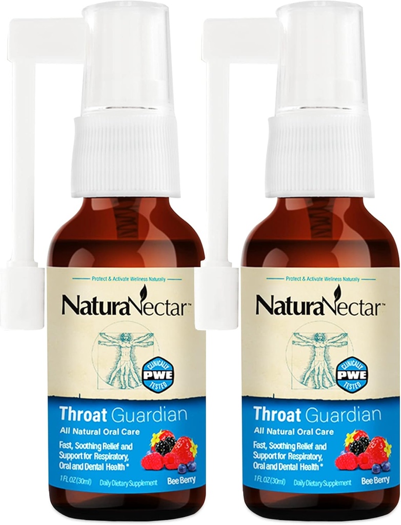 NaturaNectar - Bee Propolis Sprej na hrdlo - unikátny prostriedok na úľavu a Wellness wellness agent - Brazílsky včelí Propolis Gardian Spray - Etické včelárstvo - Honey Bee Berry Flavor (2-Pack, 1.06 Fl Oz.)