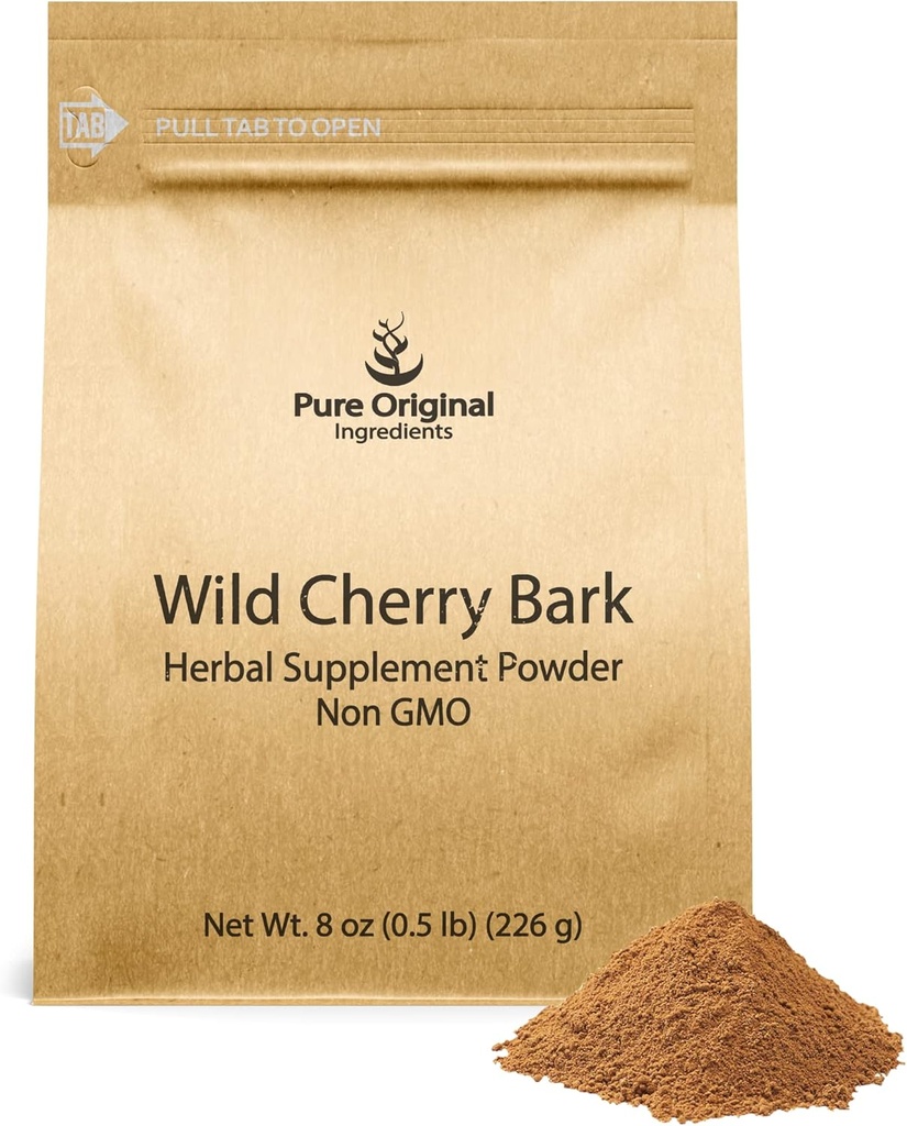 PURE ORIGINÁL SUROVINY Wild Cherry Bark (8 oz) Non GMO, No Fillers alebo Prídavné látky