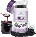 USDA Organicky sušené plody 1lb hromadne (Safest balenie, odolná taška, BPA-free odmerka) Prírodné, neožiarené, Surové celé čierne plody, imunitná podpora, Sambucus bazalky sirup, 1 libra