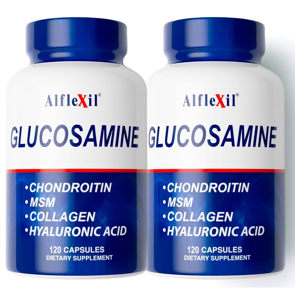 Premium Glucosamine & Chondroitin Nutritional Supplement - Healthy Joint, Bone & Knee Support - Bohaté na MSM & Collagen - Organické prírodné zložky - Made in USA - 120 Kapsule 2 Balenie