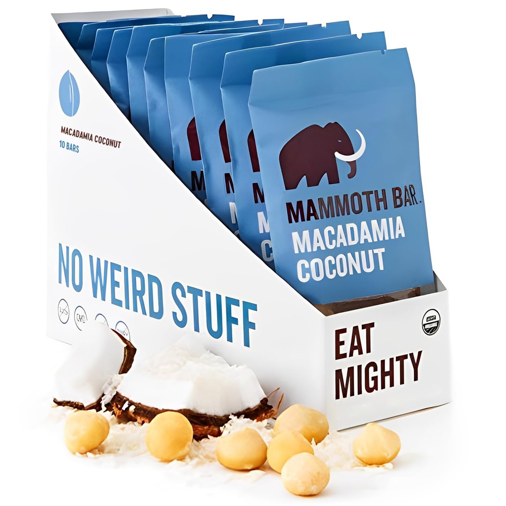 Mammoth Bar Macadamia Coconut Bar - 10 Organic Protein Bars 