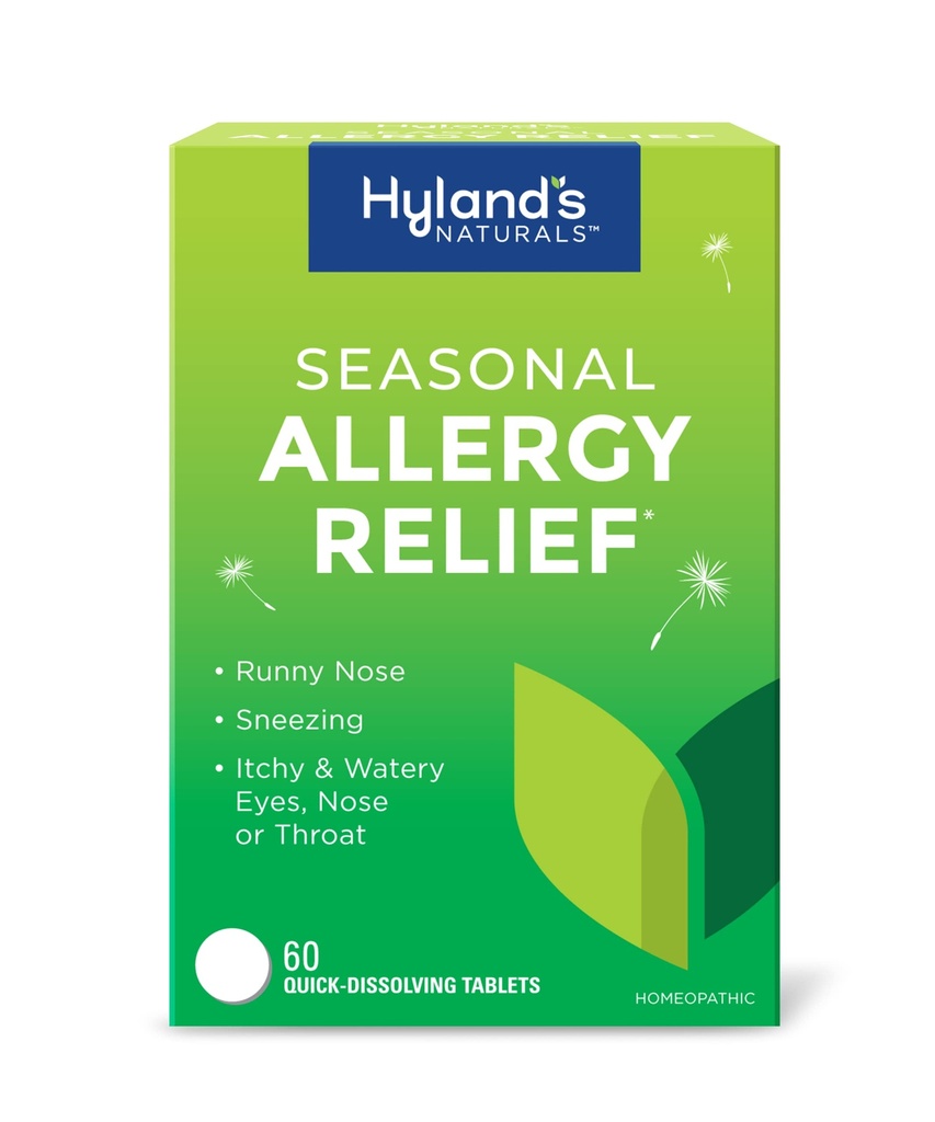 Hyland's Indoor and Outdoor, Non Drowsy Seasonal Alergy Relief Pills, Pre kýchanie, Runny Nose, Svrbiace a vodnaté oči, Nos alebo hrdlo, Bezpečné a prírodné, Rýchle rozpúšťanie tabliet, 60 Počet