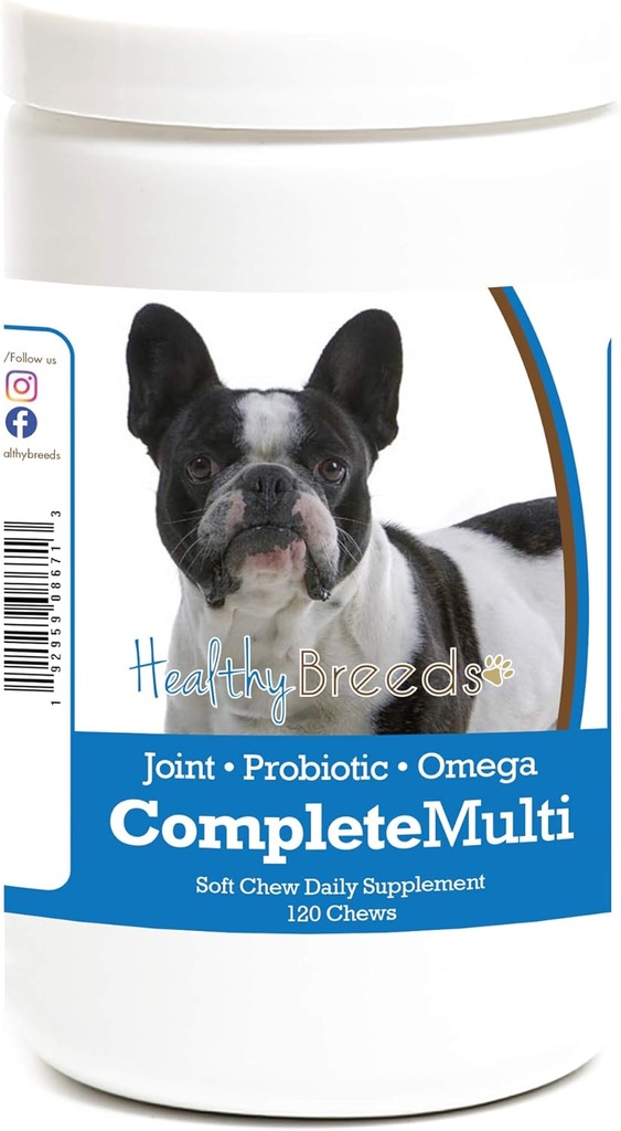 Zdravé plemená Francúzsky Bulldog Všetko v jednom multivitamíne mäkké Chew 120 Počet