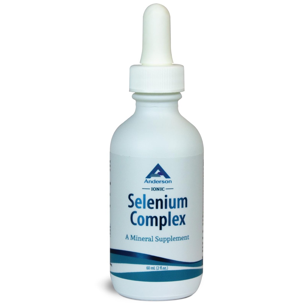 Anderson Ionic Selenium Complex, Liquid Selenium Supplement kvapky, podporuje štítnu žľazu a imunitný systém, Antioxidant, Boje zadarmo radikály, Minerálne sklo fľaša s kvapkadlom, 40 Servings, 2 fl oz