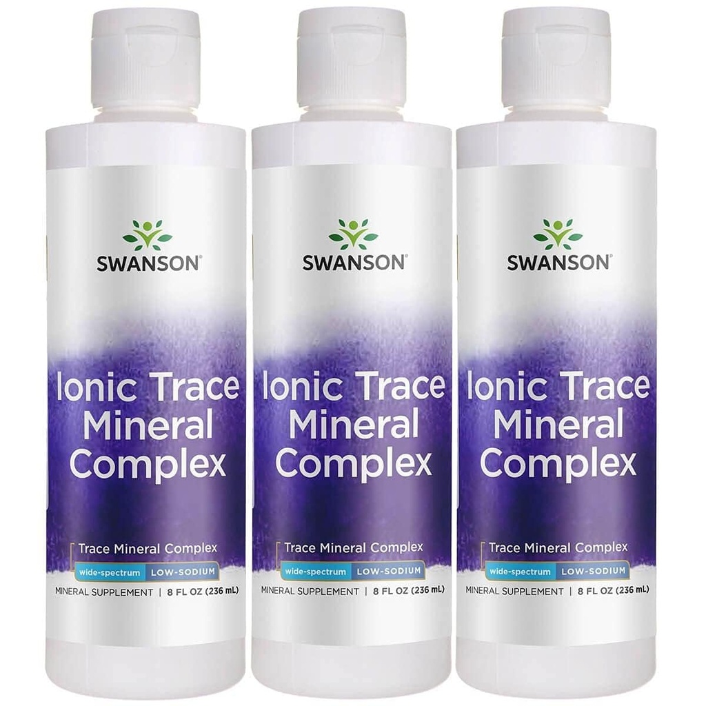 Swanson Concentrace Trace Mineral Drops 8oz-Complete Minerálny komplex pre energiu, hydratáciu a elektrolytovú rovnováhu nad 72 vysoko absorpčných iónových minerálov, ako je horčík, draslík, vápnik (3 balenia)